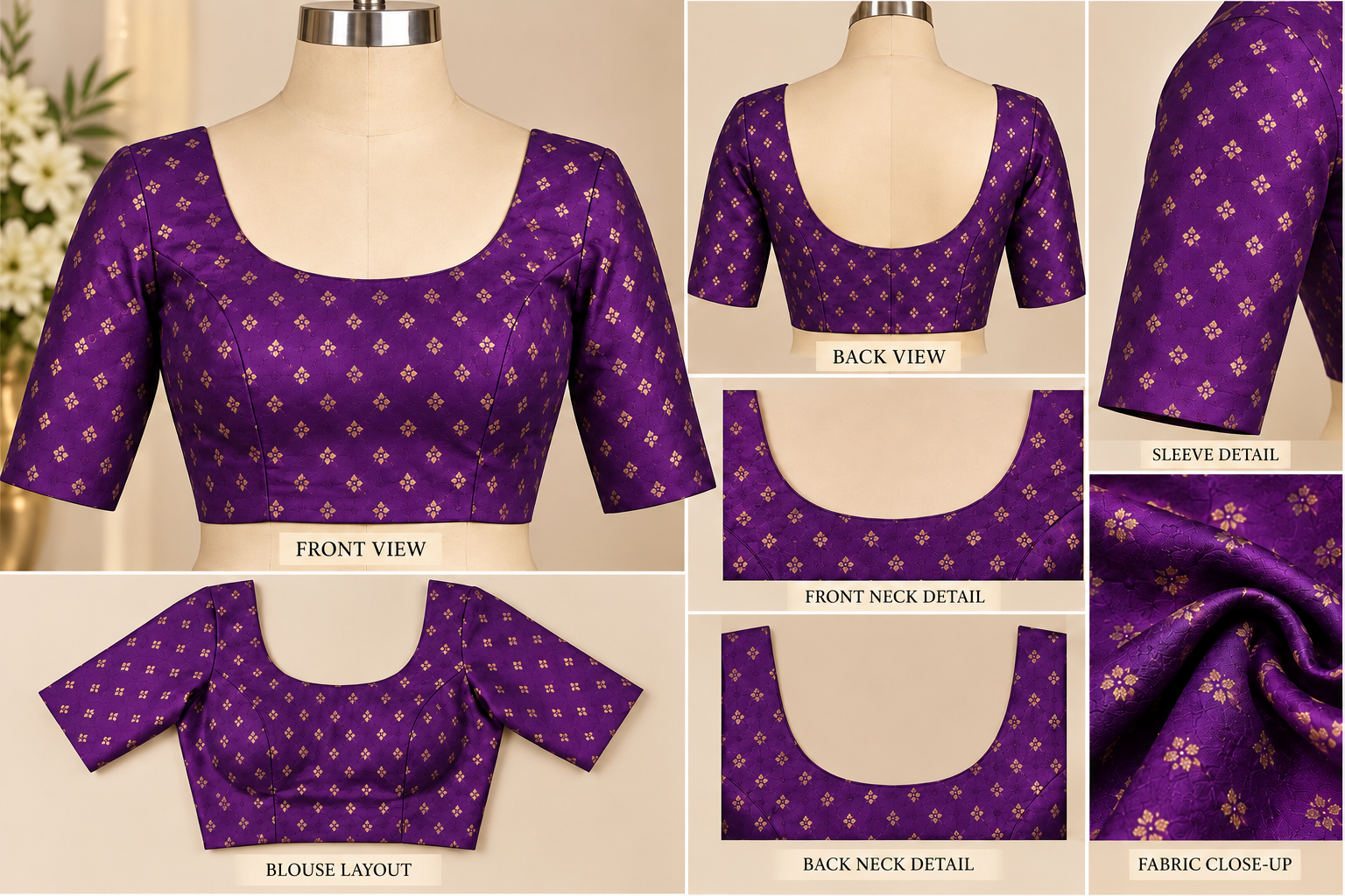 Elegant Purple Floral Chunari Saree with Golden Zari Border