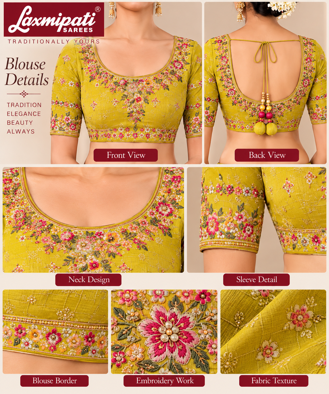 Dusty Pink Floral Embroidered Silk-Blend Saree Set