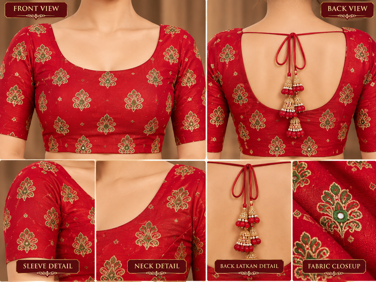 Crimson Red Silk Saree with Traditional Patola & Bandhani Print, Mirror Work Pallu